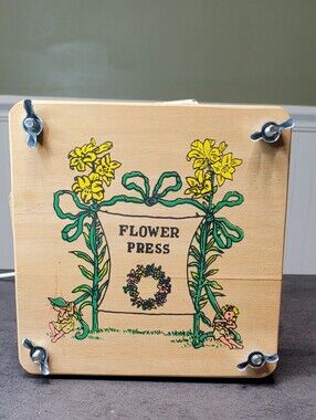 Vintage Wooden Flower Press with Inserts - Daffodil Fairy Design